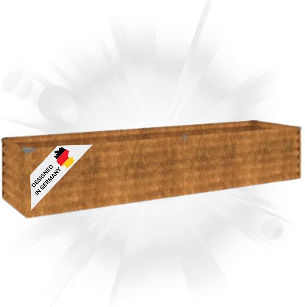 DELUKE® Hochbeet aus Cortenstahl AKSEL unten offen Hochbeet Metall Pflanzenbeet Metall Gartenbeet Blumenbeet Beet hoch Frühbeet für Garten Gemüsebeet, 194x50x36cm Bild 1