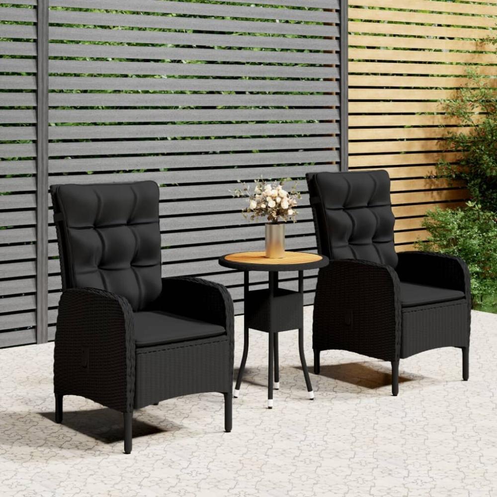 vidaXL 3-tlg. Garten-Bistro-Set Poly Rattan Schwarz 3058545 Bild 1