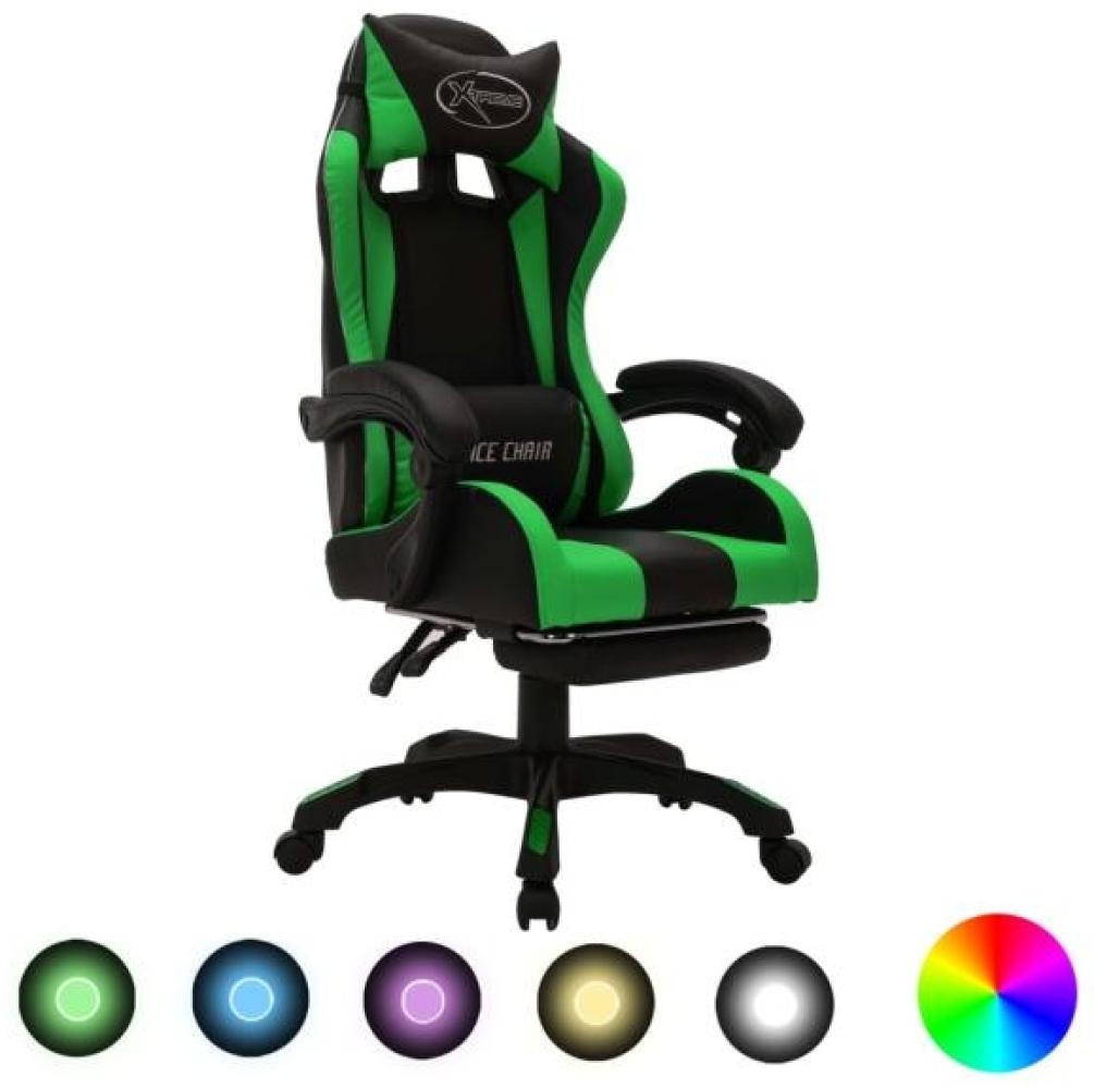 vidaXL Gaming-Stuhl mit RGB LED-Leuchten Grün und Schwarz Kunstleder 288009 Bild 1