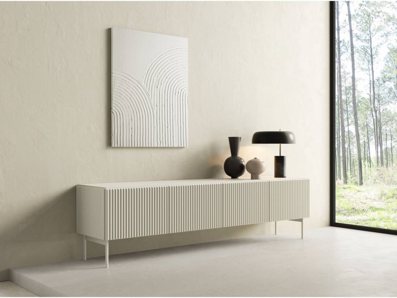 yourhouse24 Lowboard RTV-Schrank Muti 4D 195x51x40 cm Schwarz, Kaschmir Bild 1