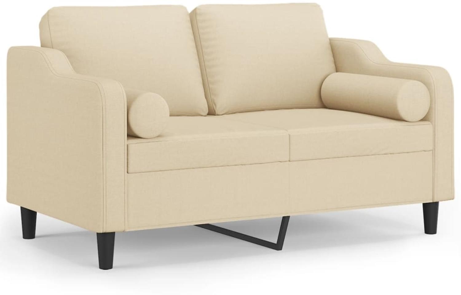 vidaXL 2-Sitzer-Sofa mit Zierkissen Creme 120 cm Stoff 3200839 Bild 1