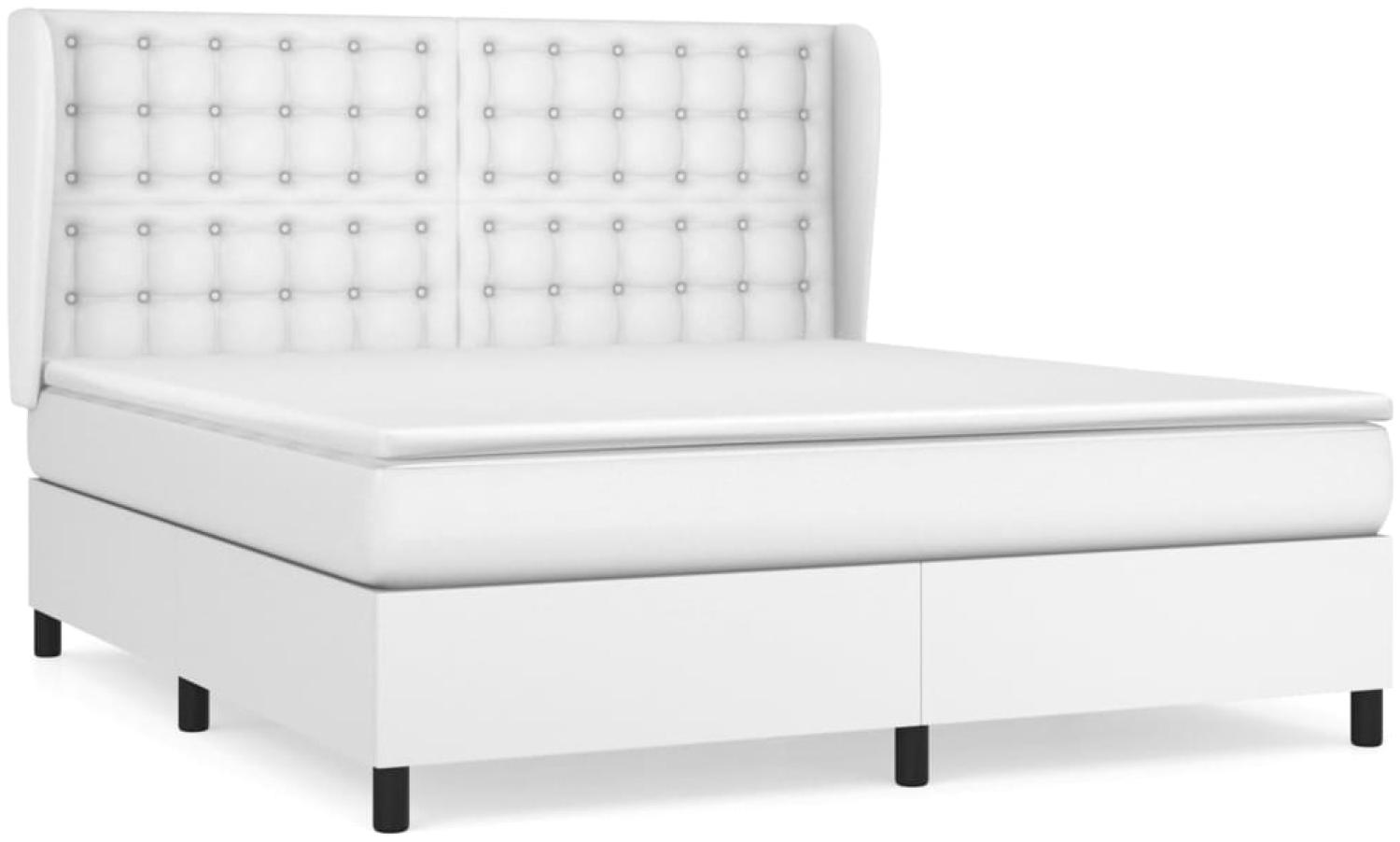 vidaXL Boxspringbett mit Matratze Weiß 180x200 cm Kunstleder 3129046 Bild 1