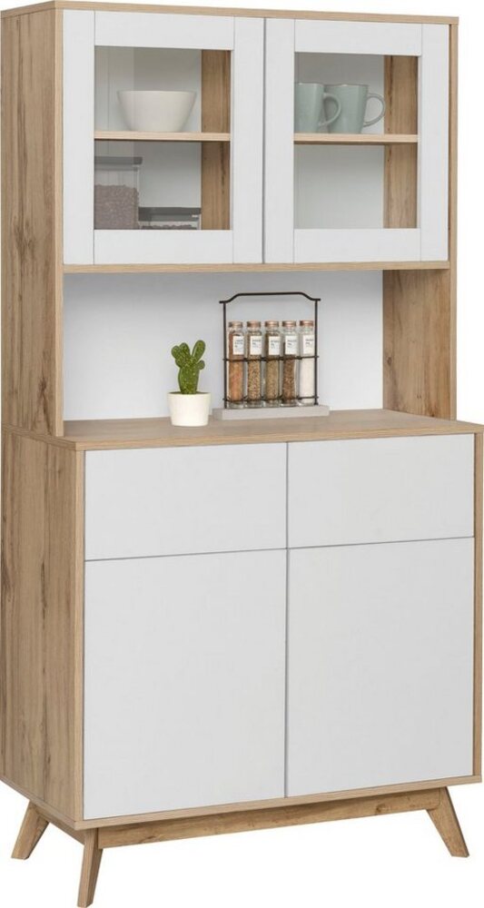 Home affaire Buffet Skandi 2 Glastüren, 2 Holztüren und 2 Schubkasten, Breite 84cm, Höhe 165cm Bild 1