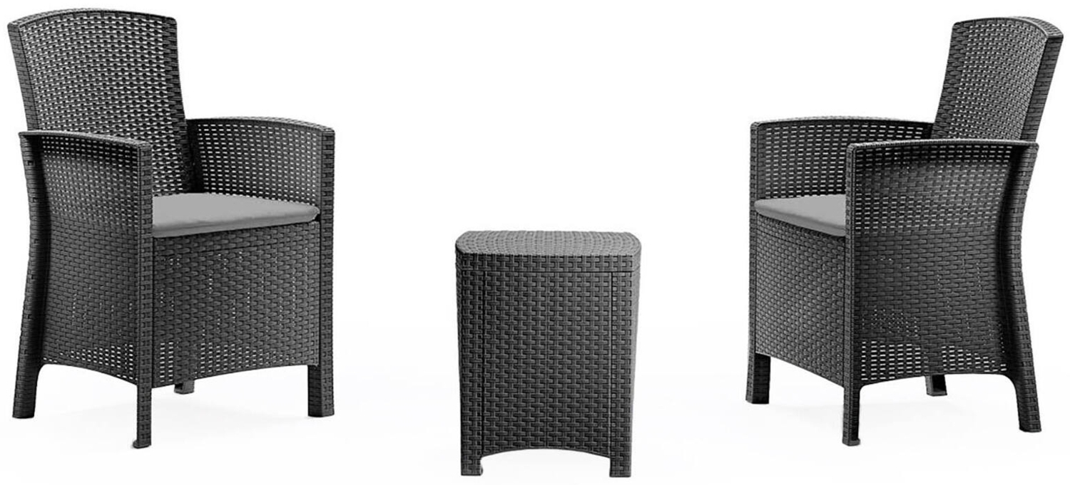 Dmora Lounge-Set für den Außenbereich Armin, Garten-Set mit Kissen, Lounge-Set für den Innenbereich in Rattan-Optik, 100 % Made in Italy, Anthrazit Bild 1