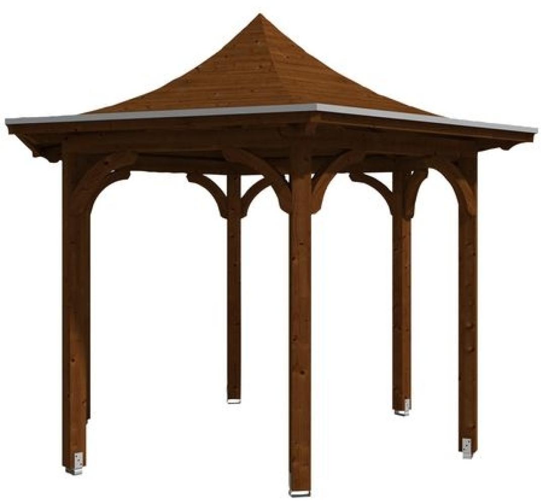 SKANHOLZ Pavillon, Zeltdach, sechseckig, BxT: 418x360 cm nussbaum Gartenpavillon Bild 1