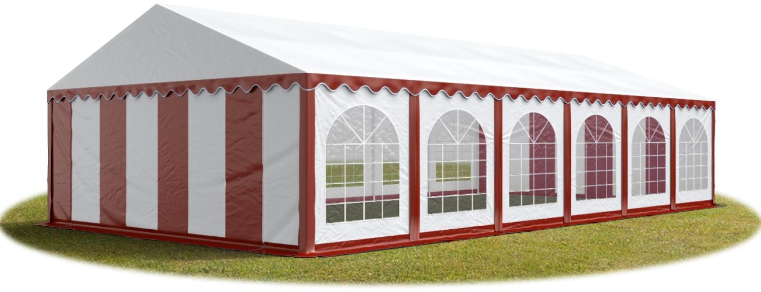 TOOLPORT Festzelt Partyzelt 6x12 m PREMIUM, hochwertige PVC Plane 750 N in rot-weiß 100% wasserdicht mit Bodenrahmen Bild 1