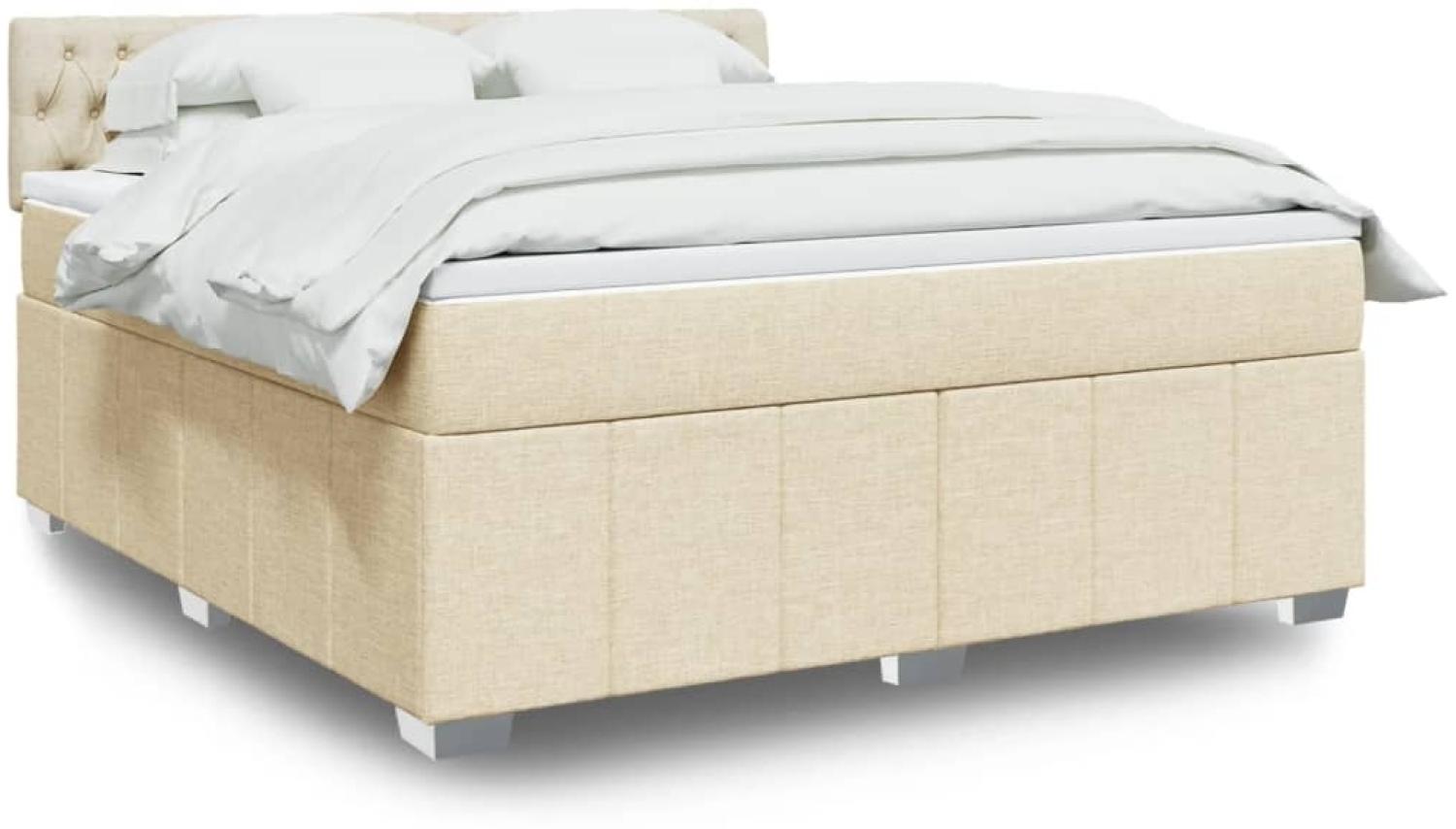 vidaXL Boxspringbett mit Matratze Creme 180x200 cm Stoff 3289459 Bild 1