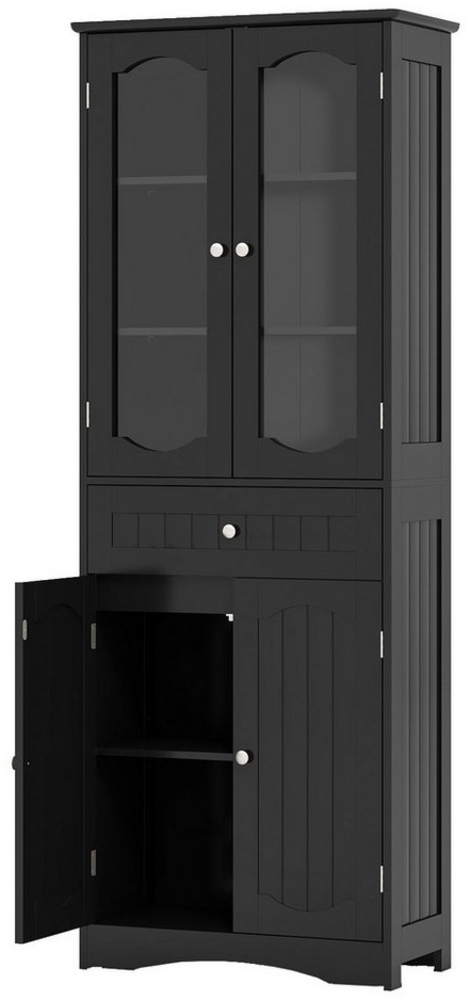 COSTWAY Hochschrank Bad, Vorratsschrank mit verstellbarem Einlegeboden, schwarz Bild 1