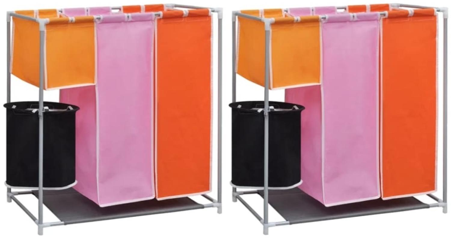vidaXL 3-Kammer-Wäschekorb 2 Stk. mit Wascheimer 3051492 Bild 1