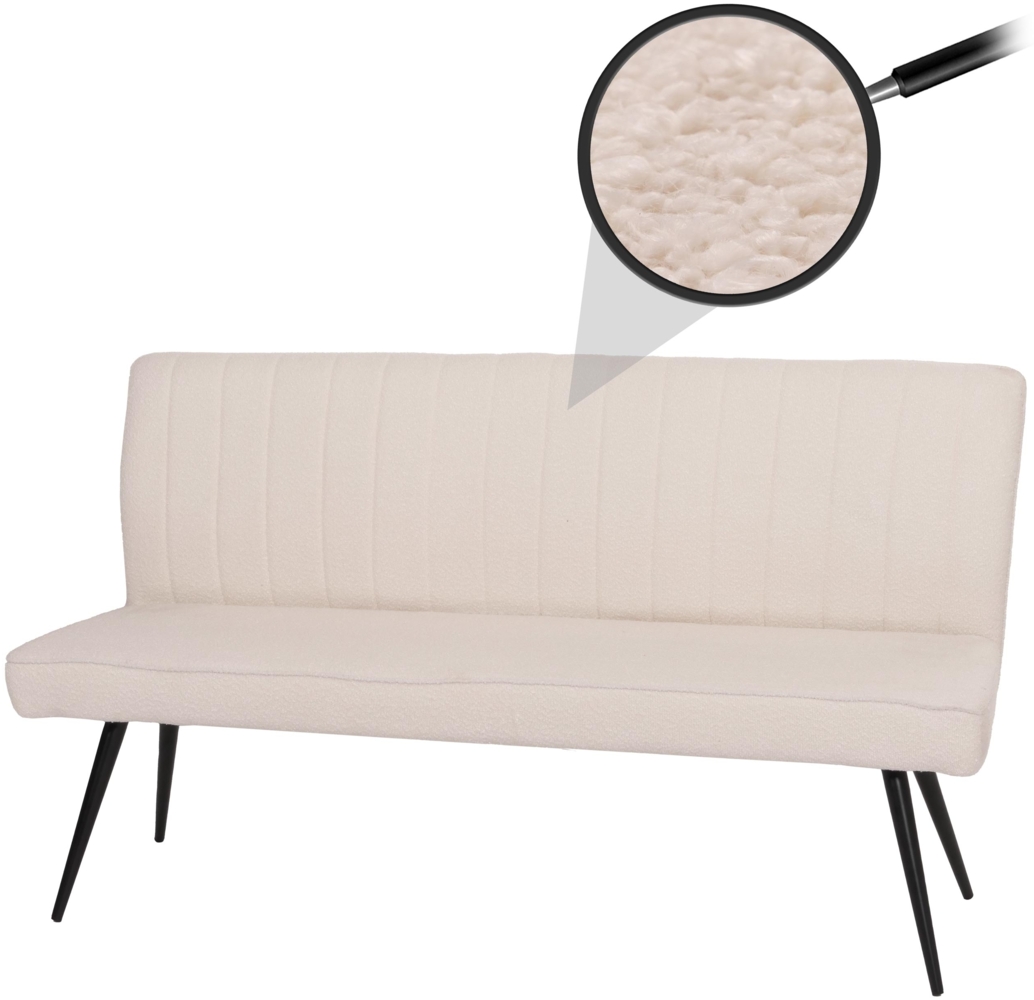 Sitzbank HWC-K16, Esszimmerbank Bank Polsterbank, Rückenlehne Stoff/Textil Bouclé Metall 160cm ~ creme-beige Bild 1