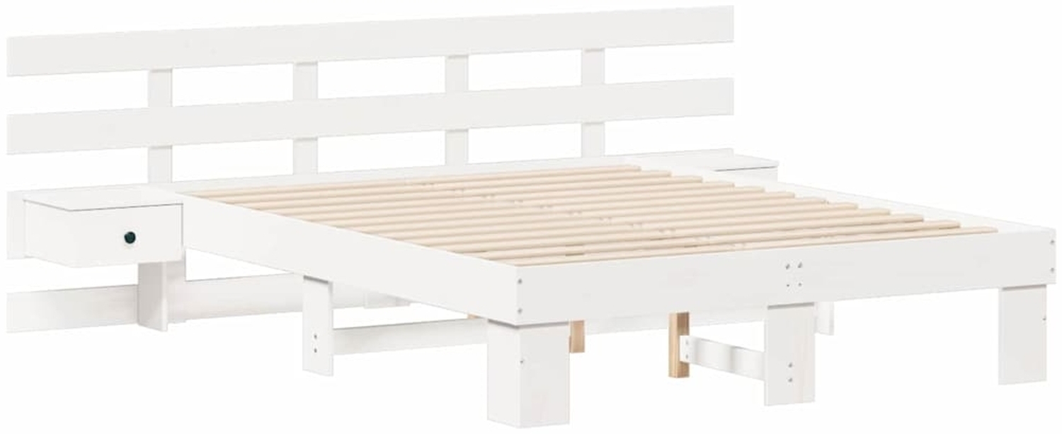 vidaXL Bettrahmen mit Kopfteil Weiß 120 x 190 cm Massives Kiefernholz 3385701 Bild 1