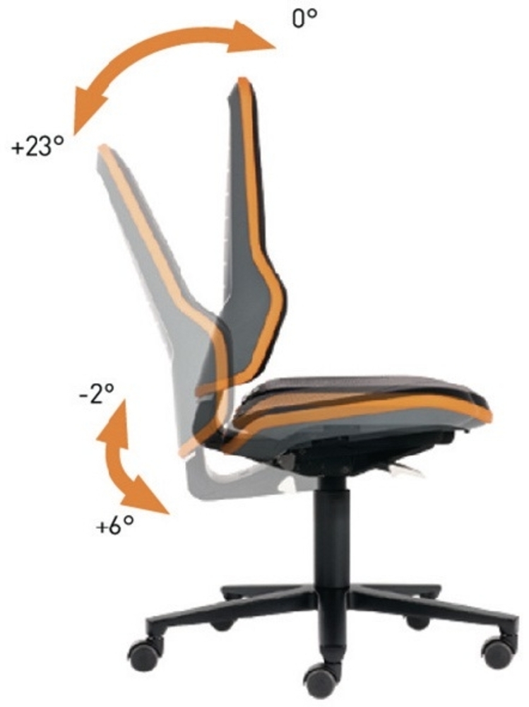 Stuhl NEON orange synchromit Rollen Bild 1