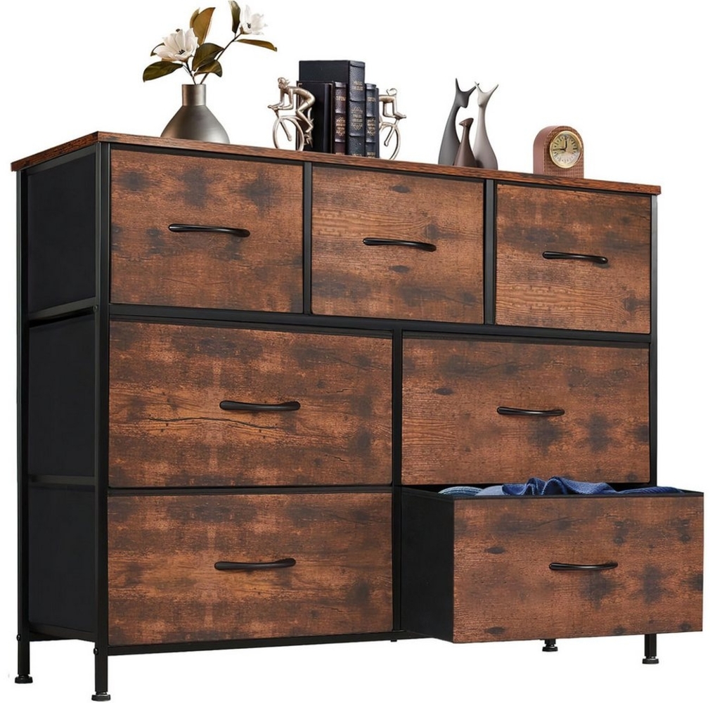 SURFOU Sideboard Kommode mit 7 Schubladen Sideboard Mehrzweckschrank Schubladenschrank (mit Metallgestell Schubladen aus Stoff), für Schlafzimmer, Wohnzimmer, Kinderzimmer, Flur, Aufbewahrungsschrank Bild 1