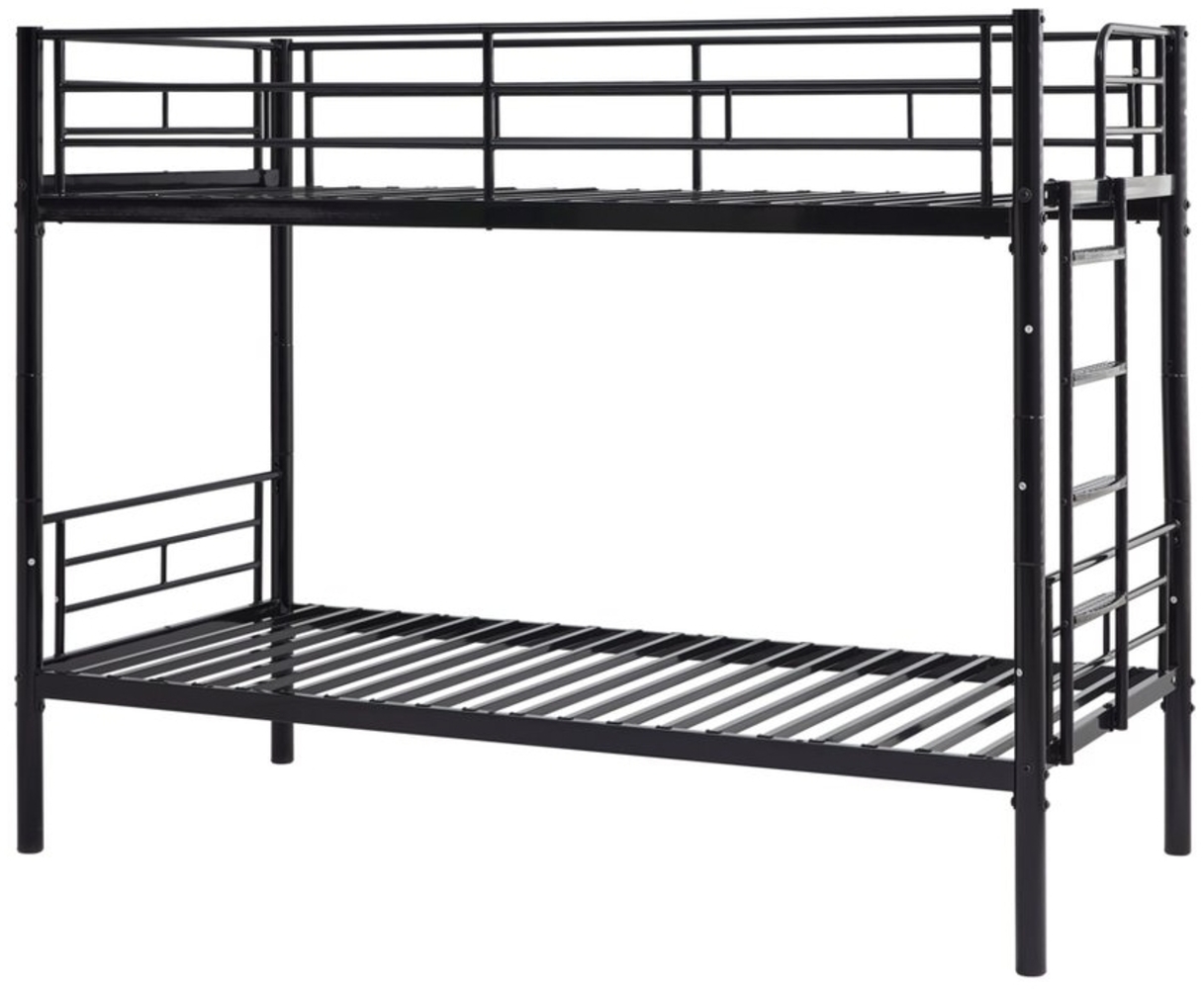 MC Star Etagenbett Kinder 90x200cm Bunk Bed Kids mit Sicherheitsgeländer Umbaubar (2 Einzelbetten Stockbett mit Lattenrost Anti Rutsch Treppe, Schwarz) Bild 1