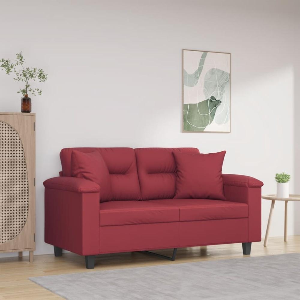 vidaXL 2-Sitzer-Sofa mit Zierkissen Weinrot 120 cm Kunstleder 3200986 Bild 1