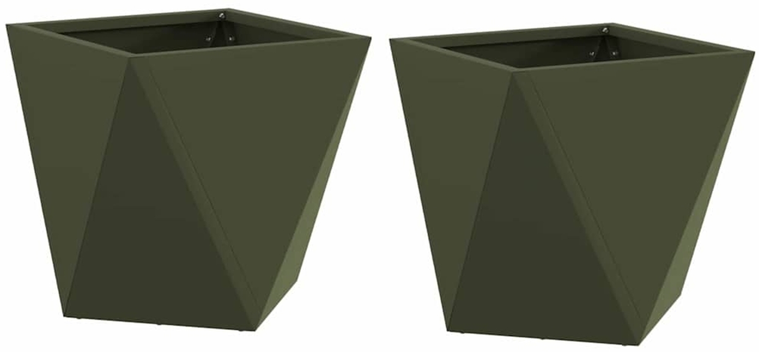 vidaXL Pflanzkübel 2 pcs Olive Grün 30 x 30 x 30 cm Stahl 883815 Bild 1