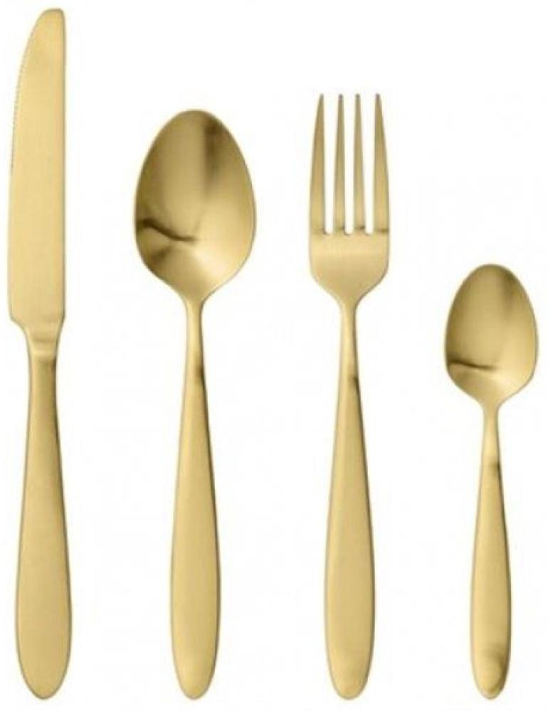 Bloomingville Besteck Set, 4-teilig, Gold beschichtet, Messer Gabel Löffel Besteck, Dänisches Design, Edelstahl, spülmaschinengeeignet Bild 1