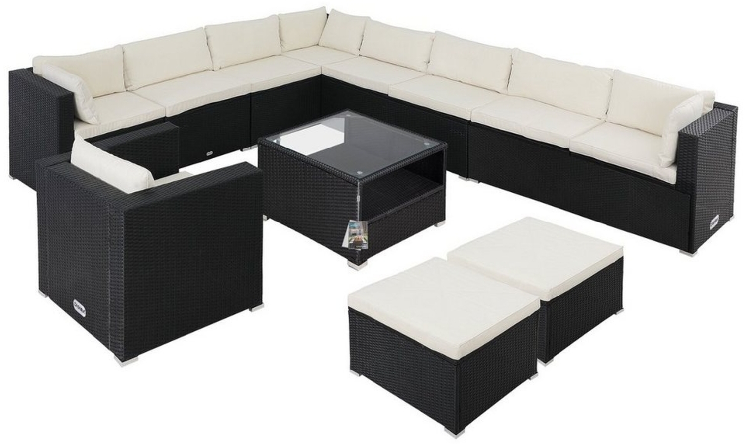 Casaria Gartenlounge-Set, (35-tlg), 7cm Auflagen 15cm Rückenkissen Sicherheitsglas Wetterfest Gartenmöbel Bild 1