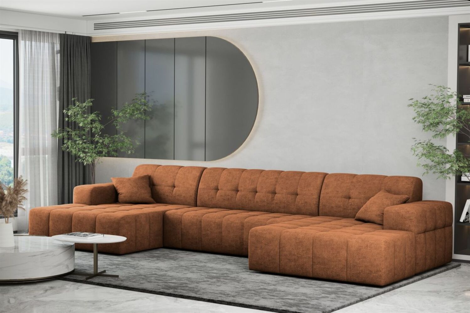 Wohnlandschaft Sofa U-Form NANCY in Stoff Perfekt Harmony Caramel Bild 1