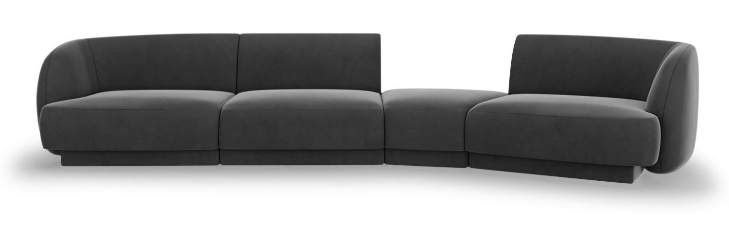 Micadoni Modulares Sofa Miley 4-Sitzer Rechts Samtstoff Grau Bild 1