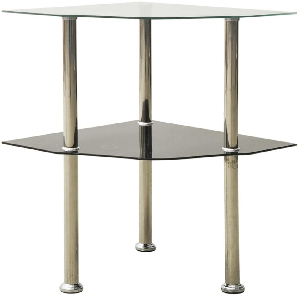 vidaXL Beistelltisch 2 Ablagen Transparent Schwarz 38 x 38 x 50 cm Hartglas [322794] Bild 1