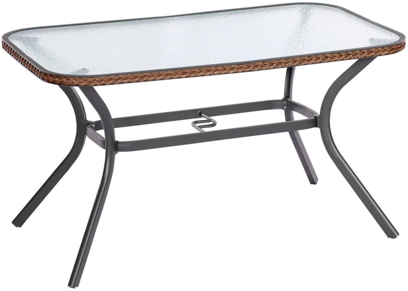 Merxx Gartentisch Ravenna Aluminium, Kunststoffgeflecht graphit, schoko 140 x 80 x 74 cm Bild 1