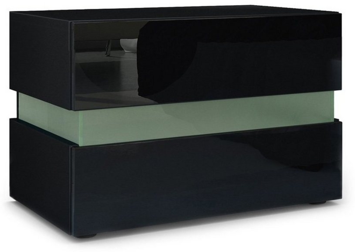 Vladon Nachttisch Flow, Nachttischschrank mit Schublade, Schwarz matt/Schwarz Hochglanz (60 x 45 x 39 cm) Bild 1