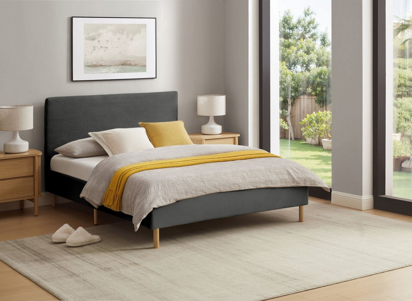 Home affaire Polsterbett Armandine inkl. Lattenrost, Kopfteil mit Cordbezug, erhältlich in den Breiten 140cm & 180cm Bild 1