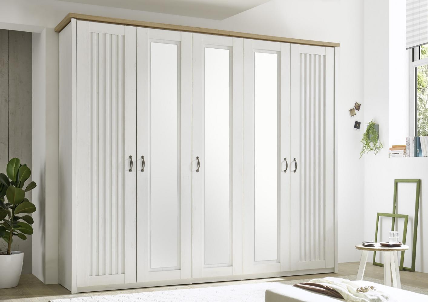 Kleiderschrank 5-türig 265 cm Pinie weiss Eiche Trentino Bild 1