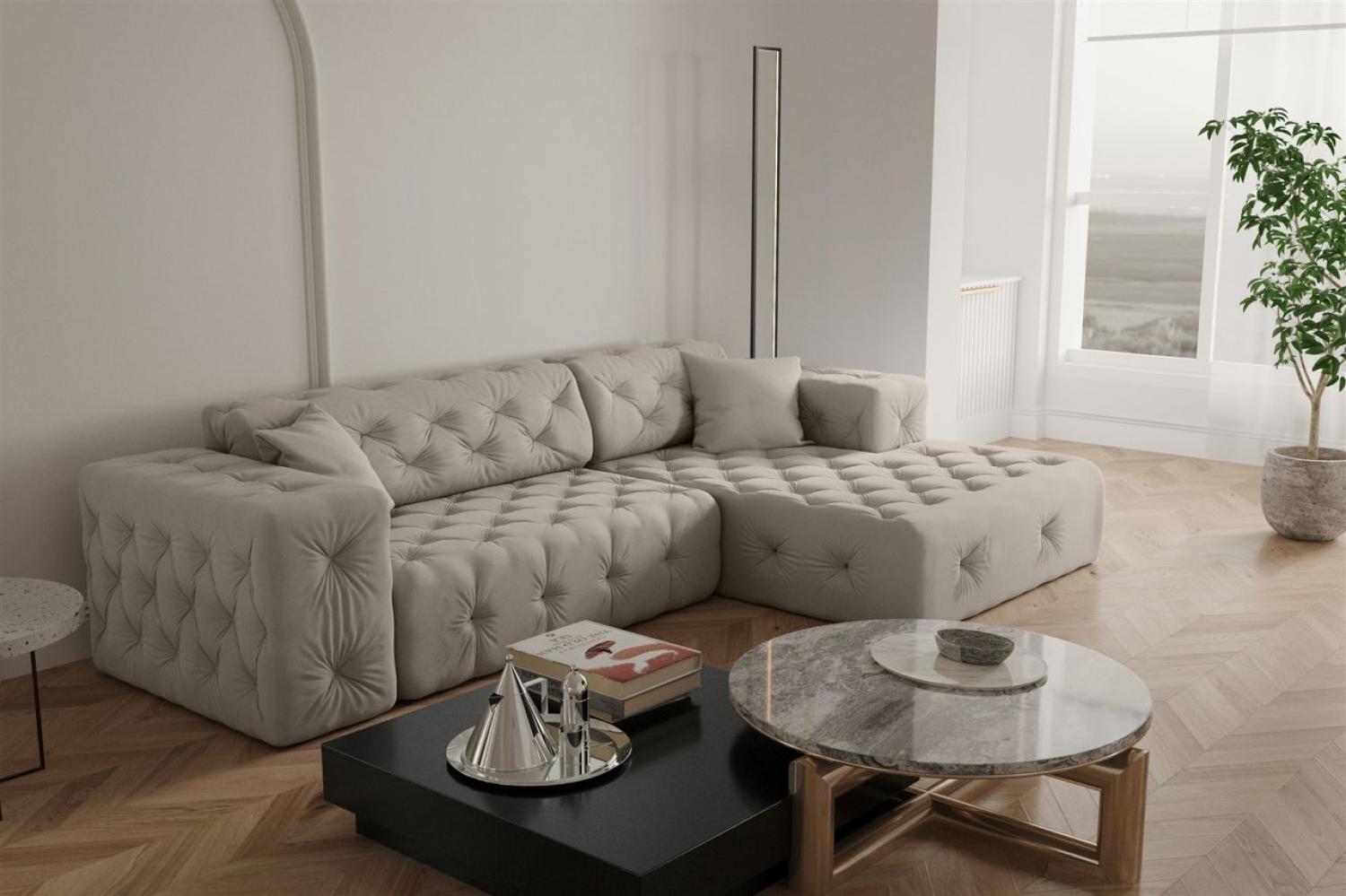 Ecksofa Designersofa CHANTAL in Stoff Opera Velvet Cream Ottomane Rechts Bild 1