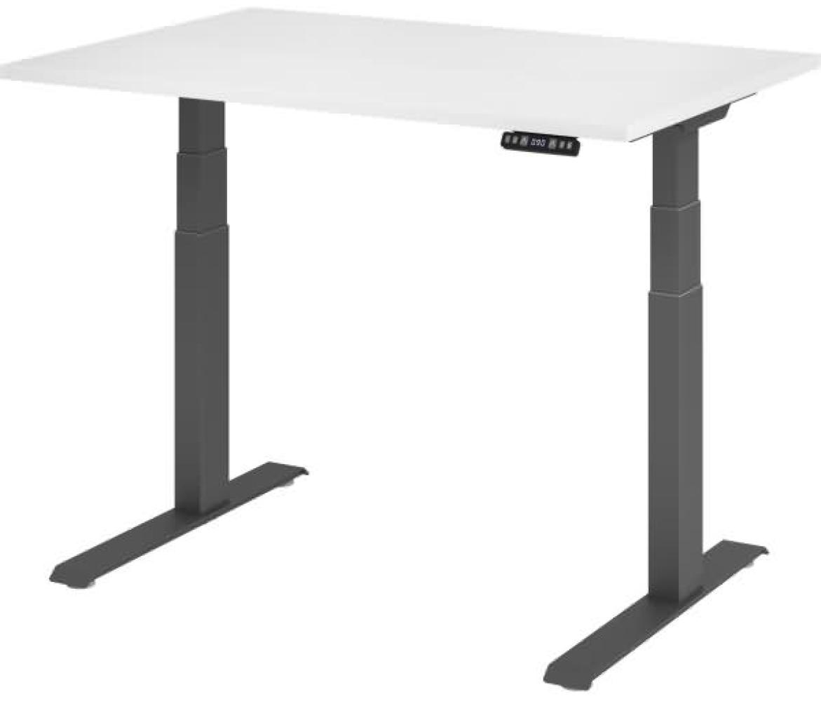 Sitz-Steh-Schreibtisch elektrisch 120x80cm Weiß/Silber Bild 1