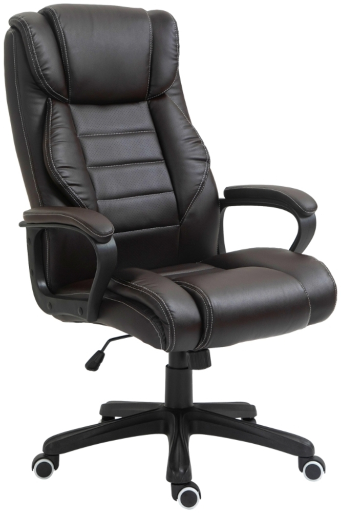 Bürostuhl mit Massagefunktion, Ergonomischer Chefsessel mit Vibrationsmassage, Wippfunktion, Höhenverstellbarer Schreibtischstuhl Drehstuhl, Braun Bild 1