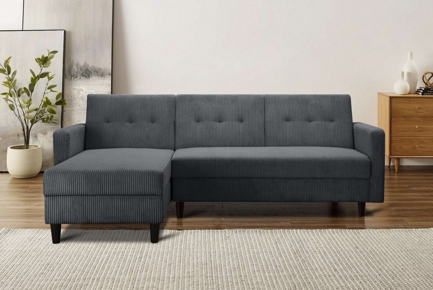 Dorel Home Ecksofa Hartford II, mit Bettfunktion und Stauraum, Recamiere beidseitig montierbar Bild 1