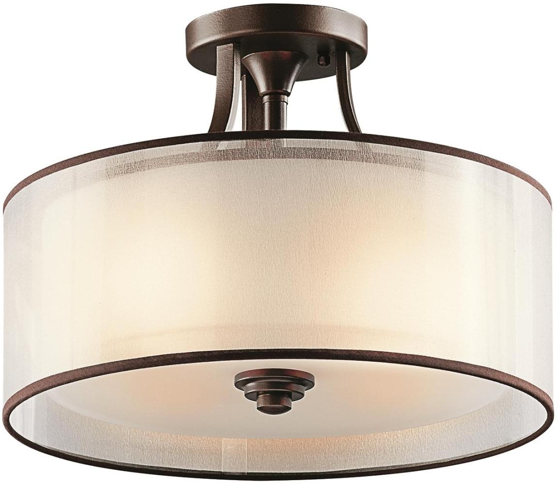 Deckenleuchte, Leinen Glas Stahl, Bronze D 38,1 cm Bild 1