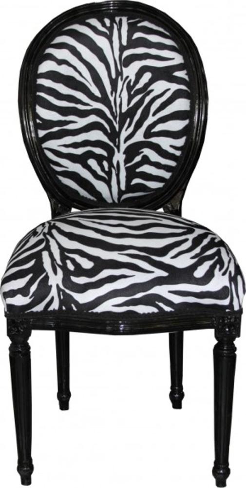 Casa Padrino Barock Esszimmer Stuhl Medallion Zebra Muster / Schwarz - Barock Möbel - Limited Edition Bild 1