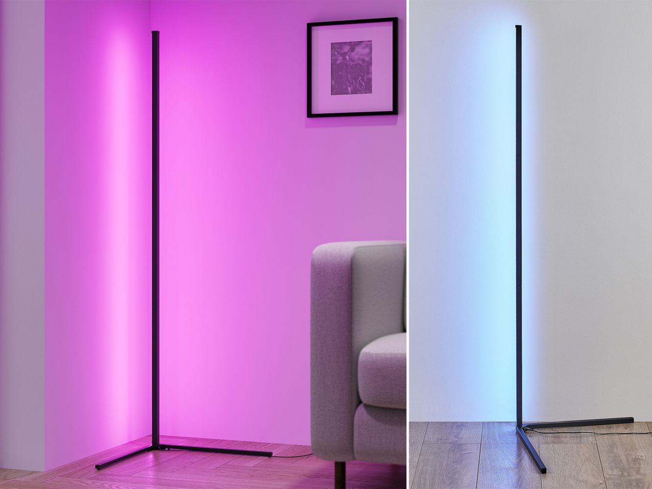 LED Stehleuchte LEVEL mit Fernbedienung, RGB & Sound Control, H: 141cm Bild 1