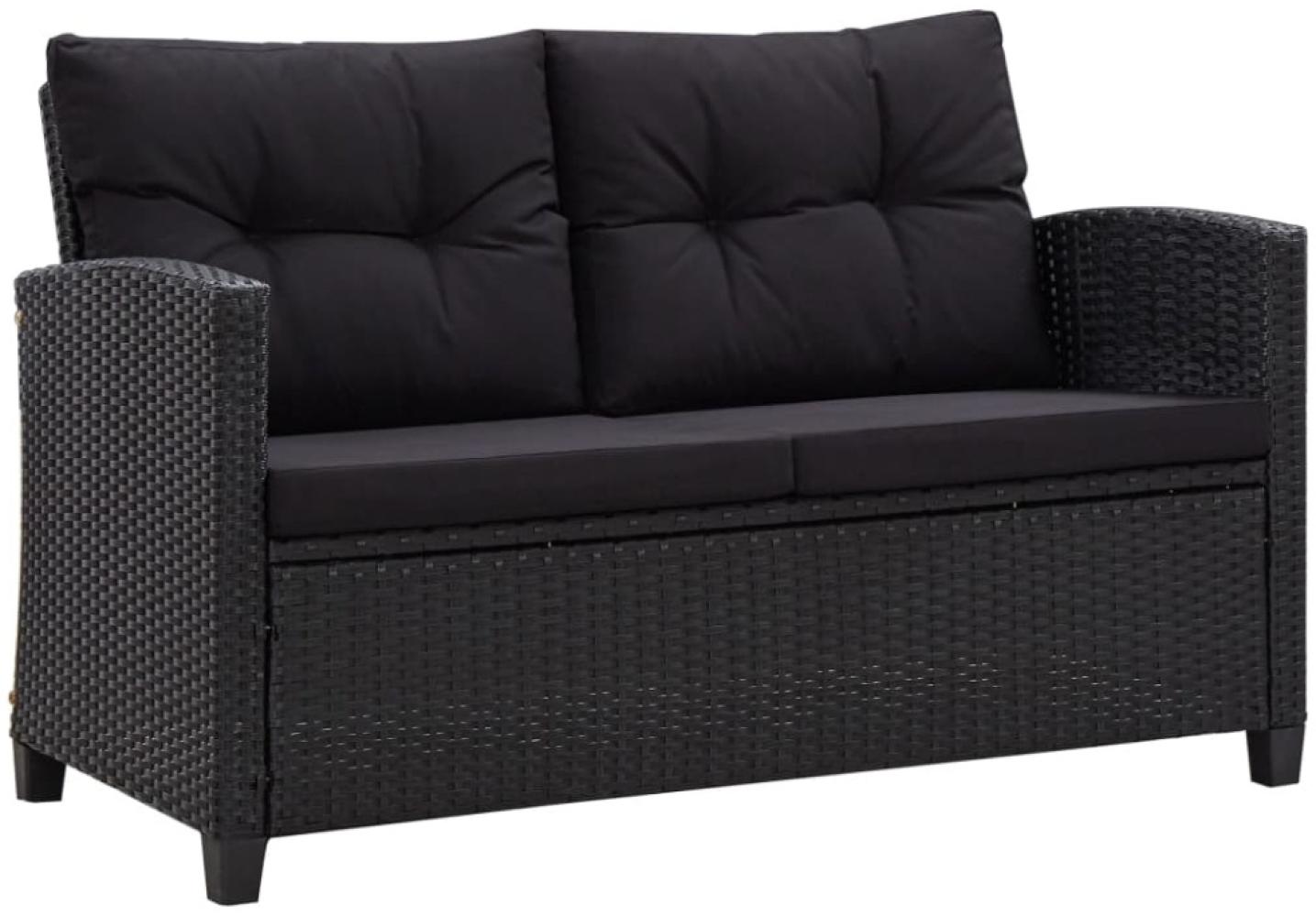 vidaXL 2-Sitzer-Gartensofa mit Kissen Schwarz 124 cm Poly Rattan 46155 Bild 1