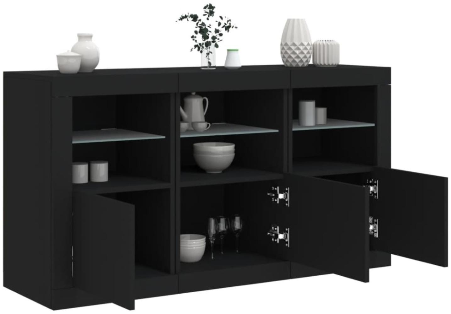 vidaXL Sideboard mit LED-Leuchten Schwarz 123x37x67 cm 3209059 Bild 1