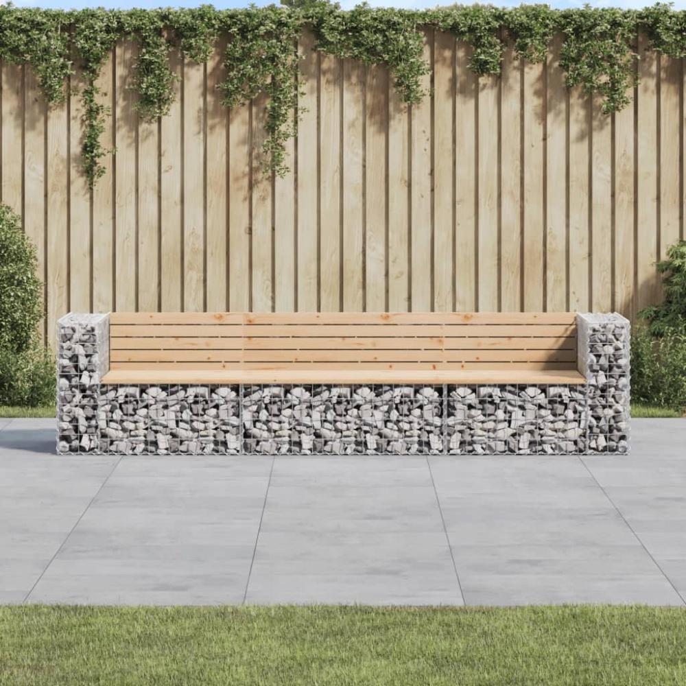 vidaXL Gartenbank aus Gabionen 287x71x65,5 cm Massivholz Kiefer Bild 1