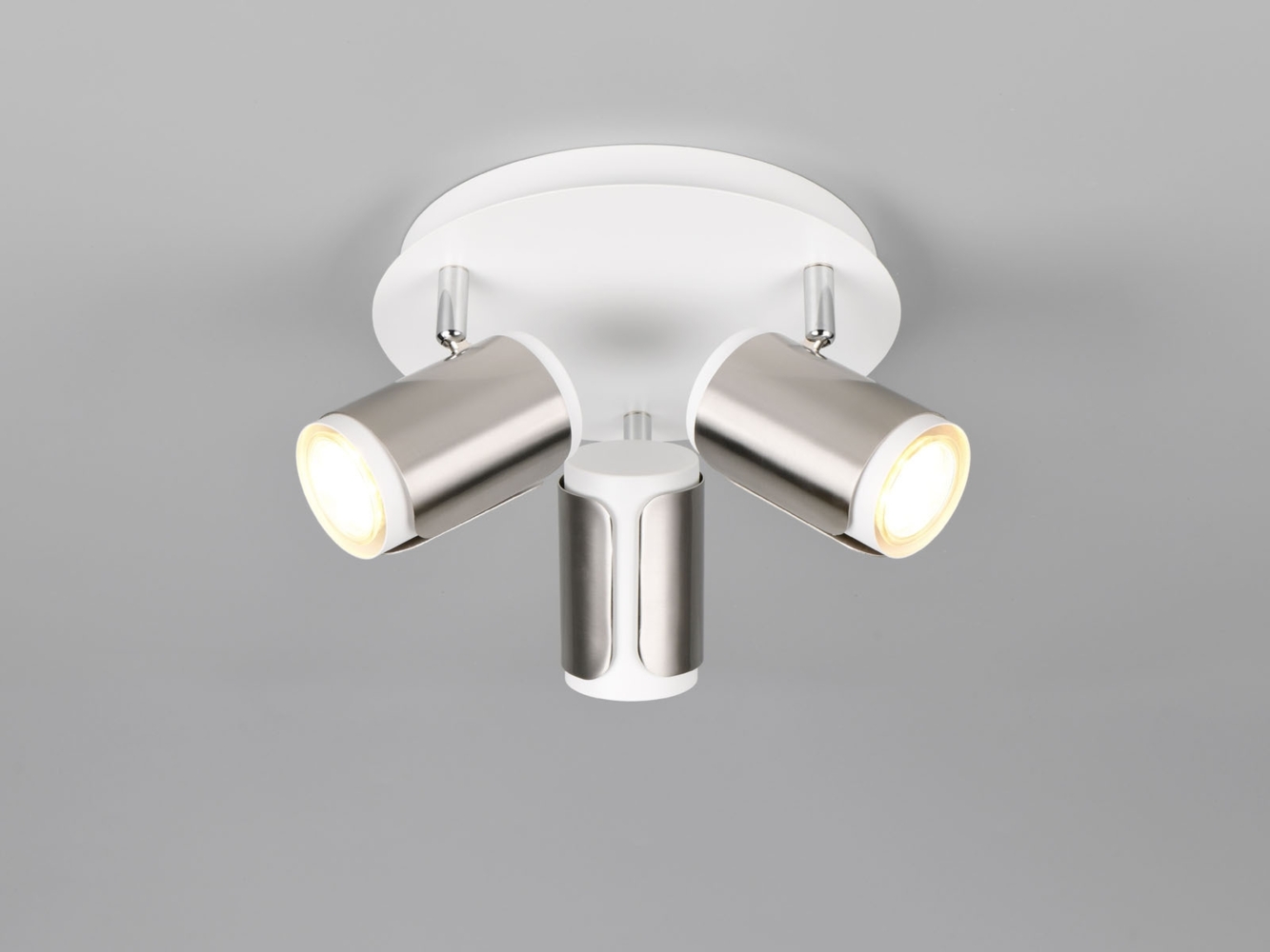 Deckenstrahler GILLAN 3-flammig Metall Weiß / Silber, rund Ø 30cm Bild 1