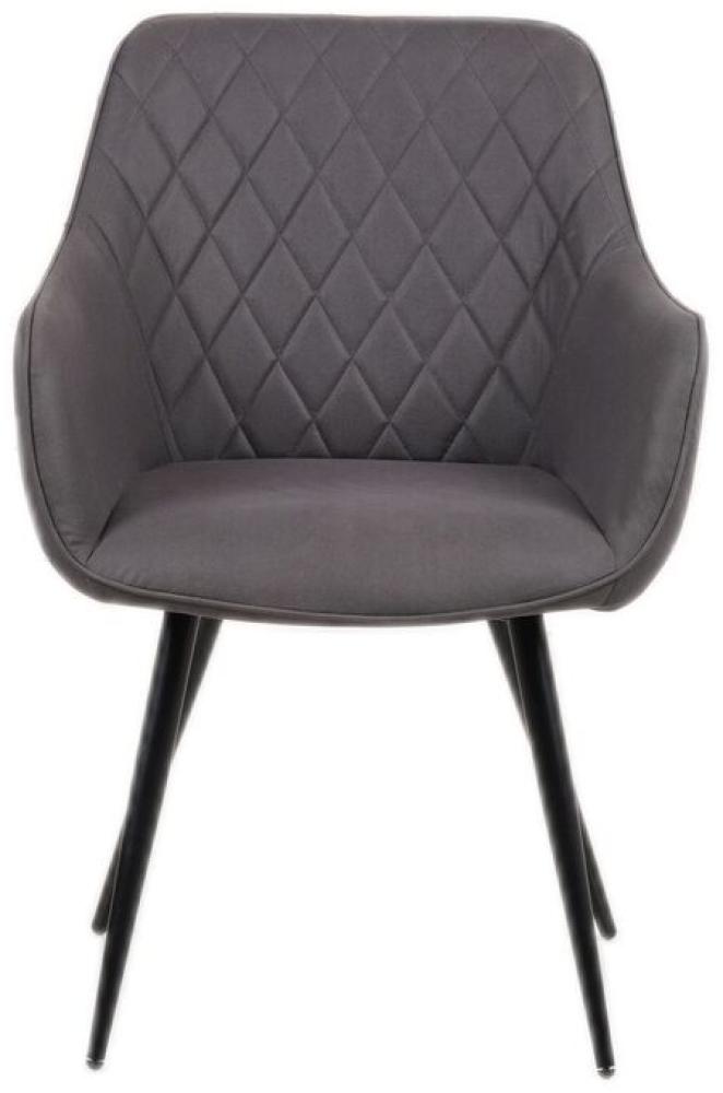 Junado Esszimmer Armlehnstuhl, anthrazit, schwarz, Metallbeine, Elli Bild 1