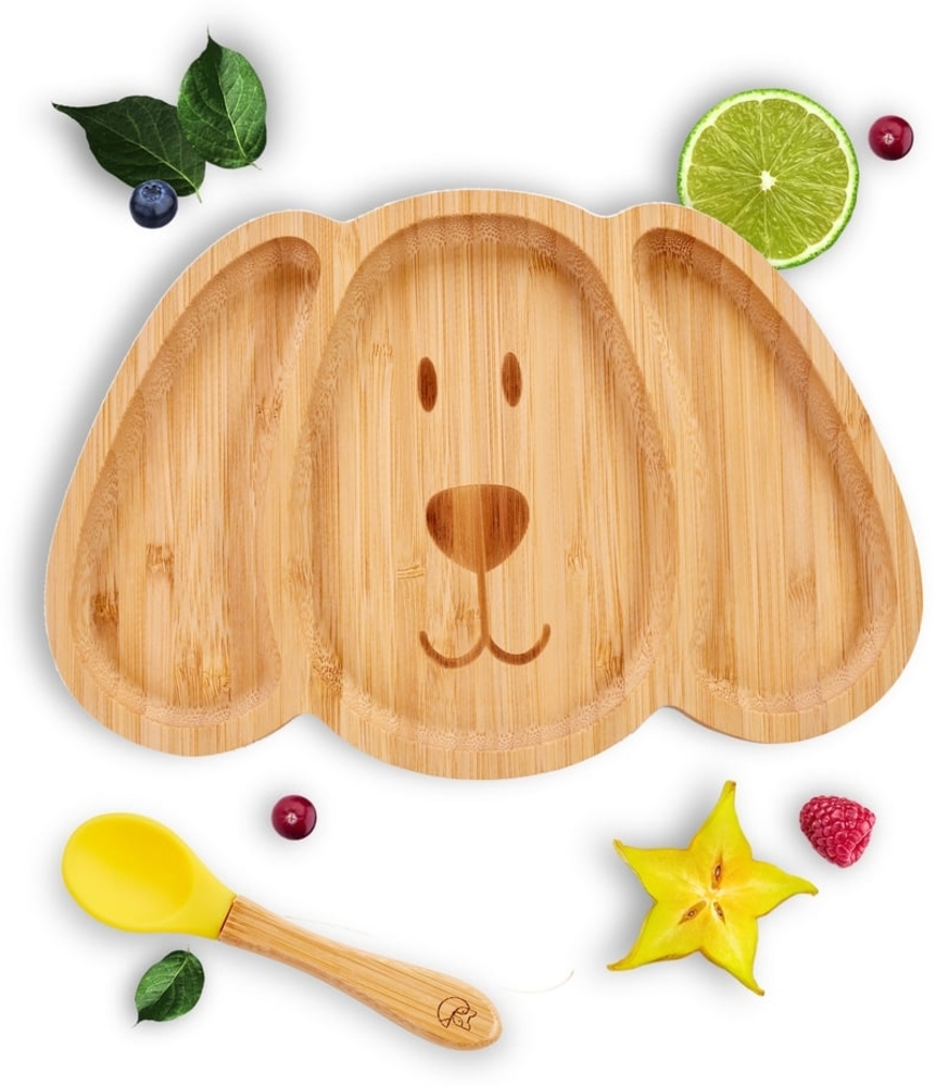 Kleinfuchs Kinderteller Bambus Hund Gelb Bild 1
