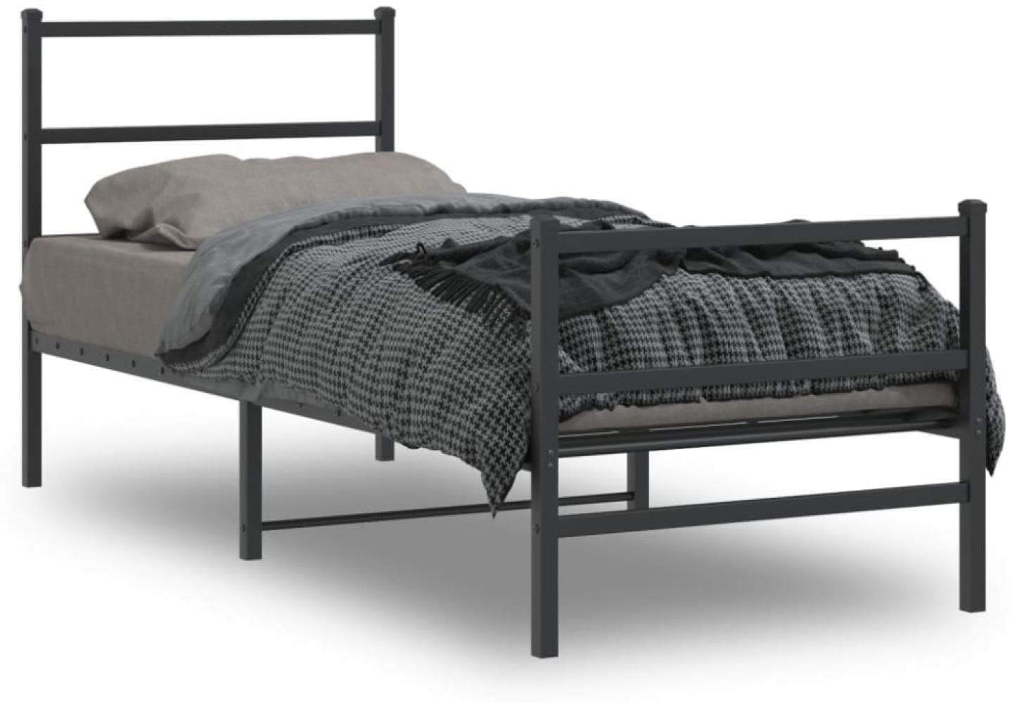 vidaXL Bettgestell mit Kopf- und Fußteil Metall Schwarz 80x200 cm 355374 Bild 1