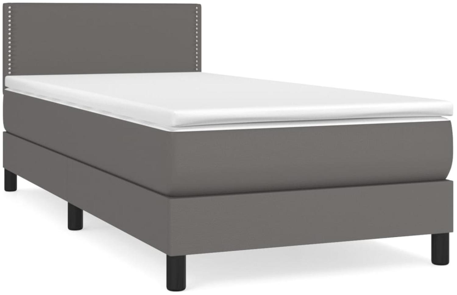 vidaXL Boxspringbett mit Matratze Grau 100x200 cm Kunstleder 3141051 Bild 1