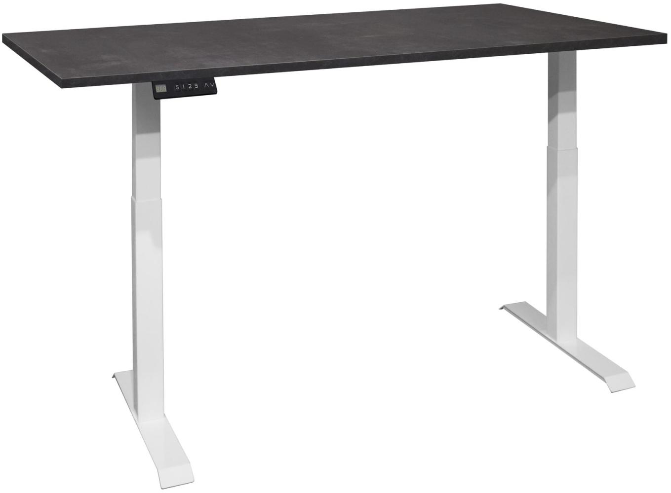 Schreibtisch höhenverstellbar elektrisch Edithe 120x70 weiß/schwarzstahl 14244-12070 Bild 1