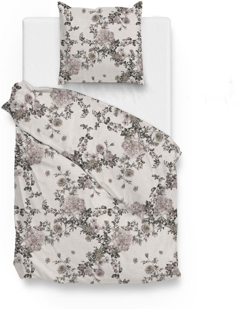 Zo! Home Cotton Bettwäsche 155x220 Ruffina Blüten Rosen Blätter taupe altrosa Bild 1