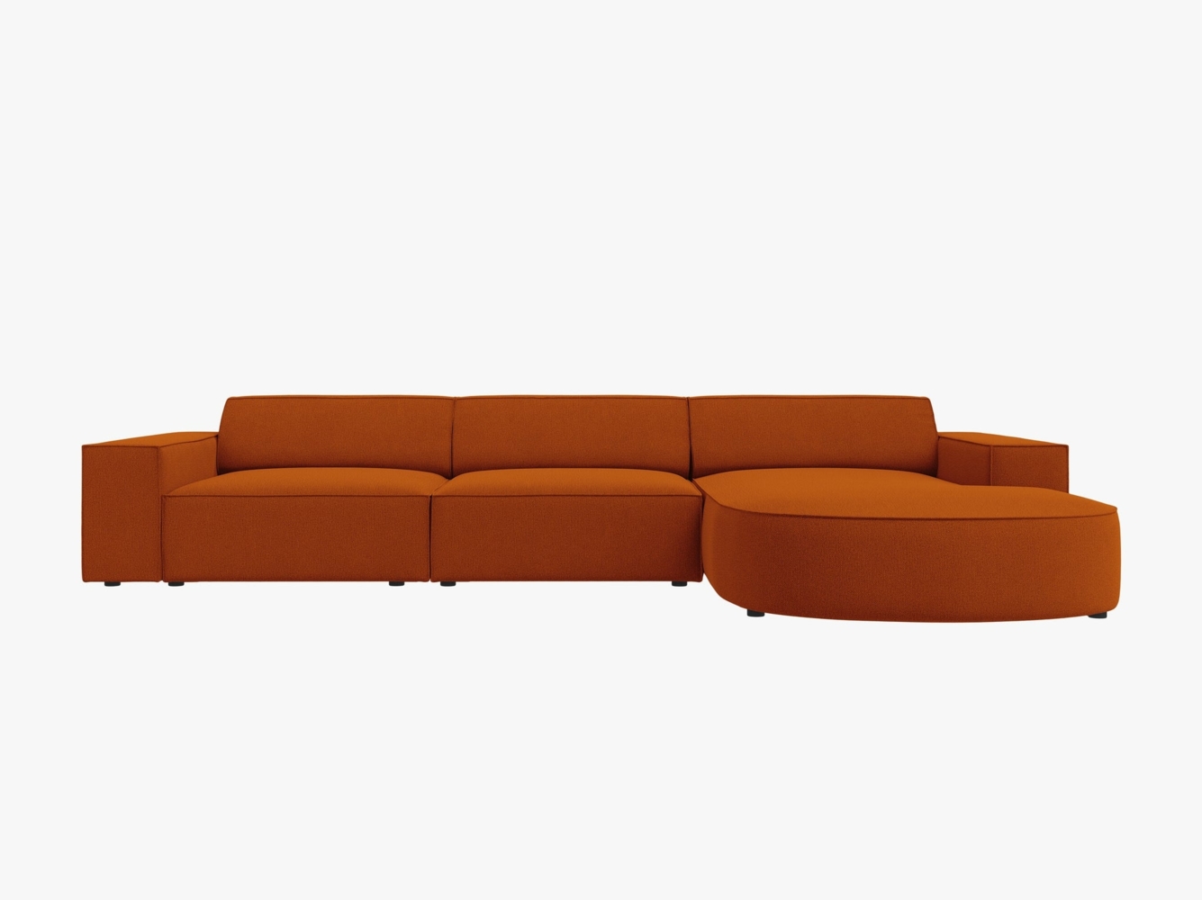 Micadoni 4-Sitzer Sofa Jodie runde Recamiere Rechts Strukturierter Stoff Megan Terrakotta Bild 1