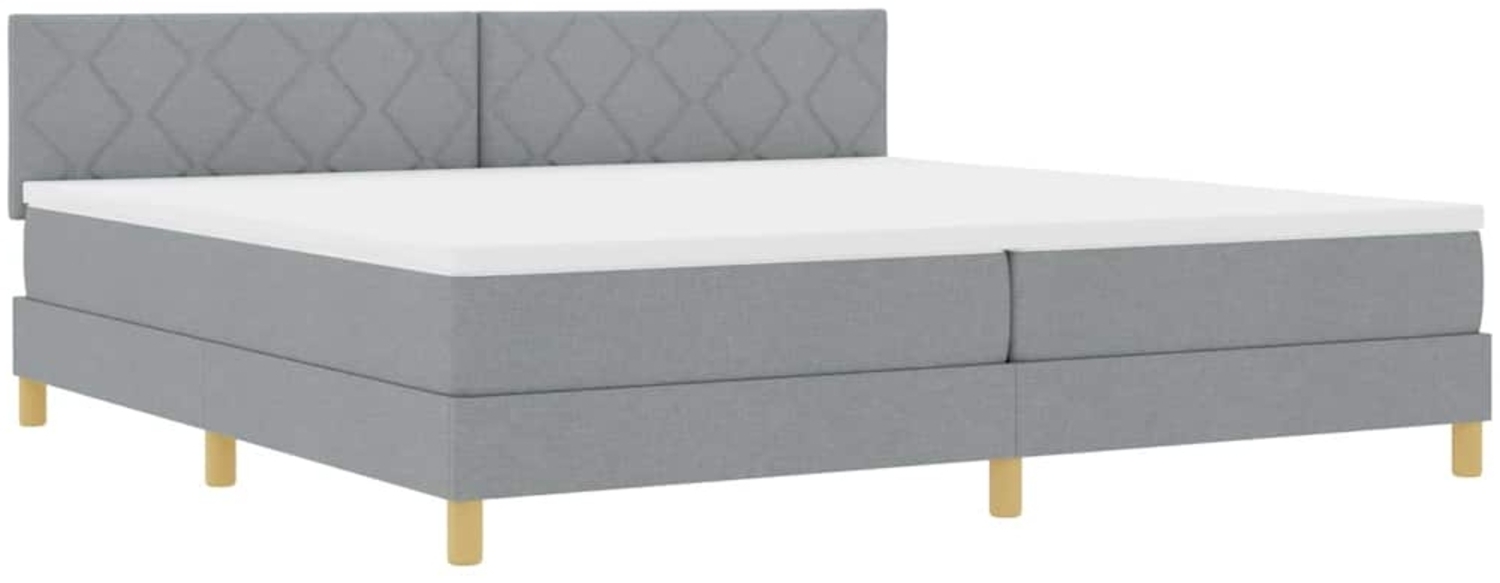 vidaXL LED Boxspringbett mit Matratze Hellgrau 200 x 200 cm Stoff 3342541 Bild 1