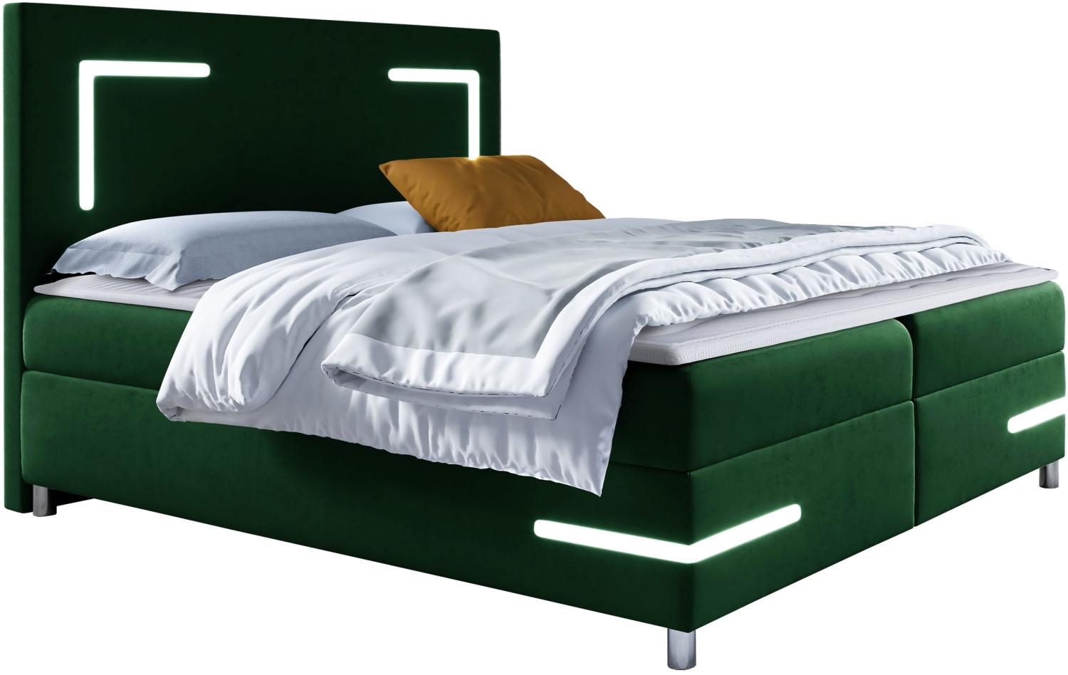 Boxspringbett Leleni LED, Grün, 160 x 200 cm Bild 1