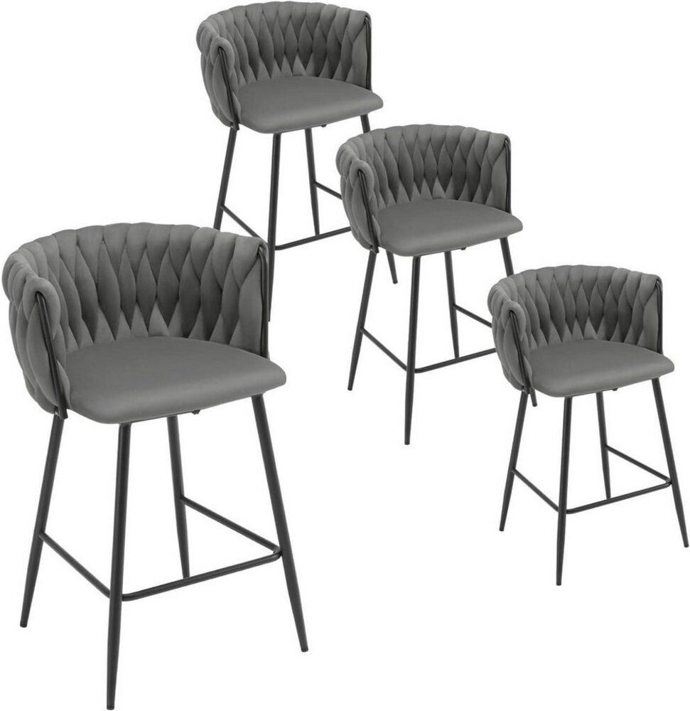 EUGAD Barhocker (4 St, 4er Set), Samt, gepolsterter Küchenhocker mit Fußstütze Bild 1